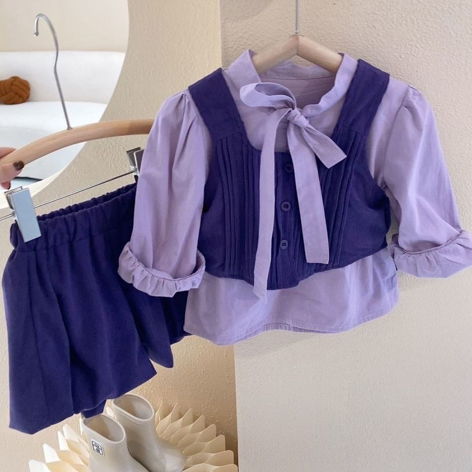 ✨Đốm✨ Set Đồ Thời Trang Mùa Thu 2022 Gồm Áo Ba Lỗ Và Quần Short Phong Cách Mới Cho Bé Gái