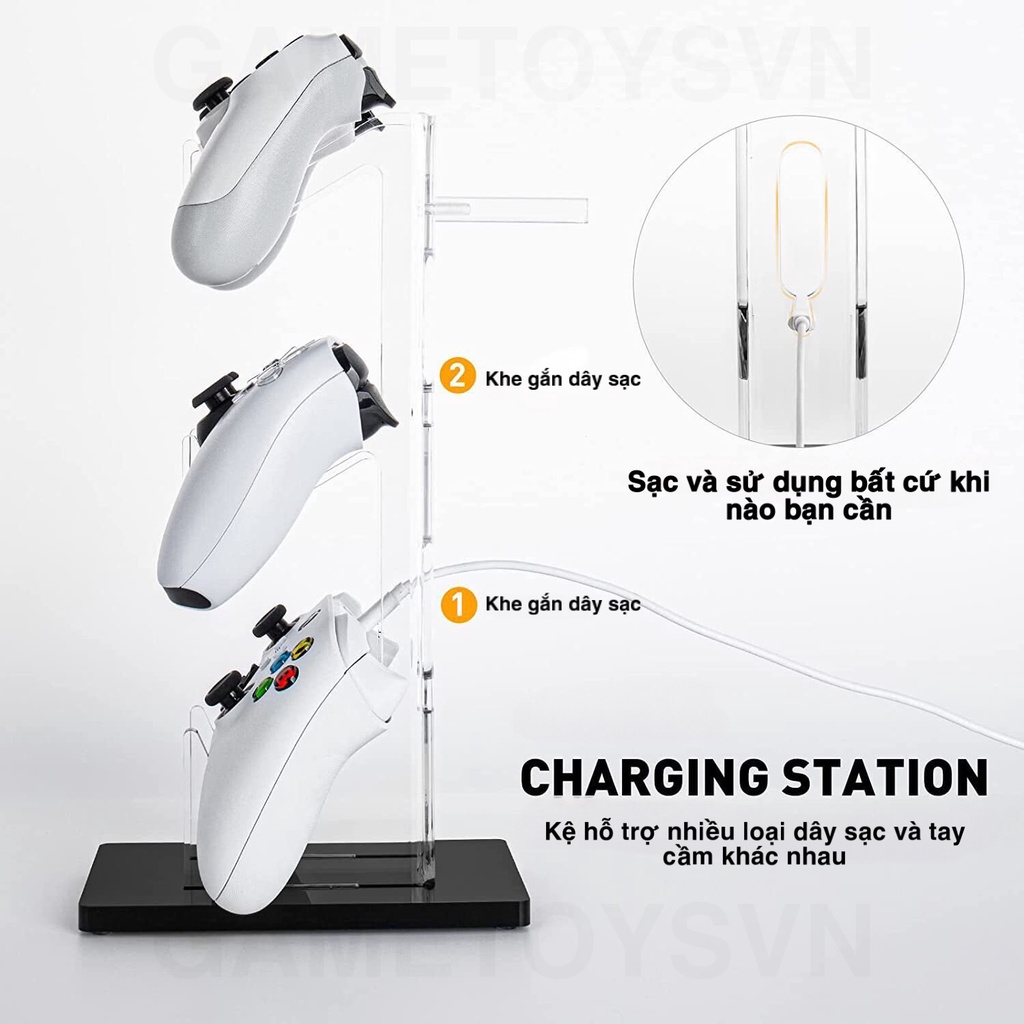 Giá đỡ 3 tầng chất liệu nhựa Acrylic trong suốt cho tai nghe và tay cầm Playstation / Xbox / Nintendo Switch