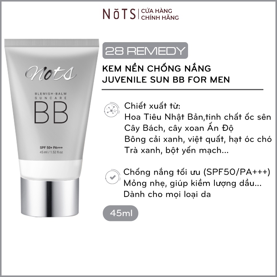 Kem nền chống nắng dành cho nam NoTS Blemish-Balm SUN Care B.B SPF50+/PA+++ (For Man)