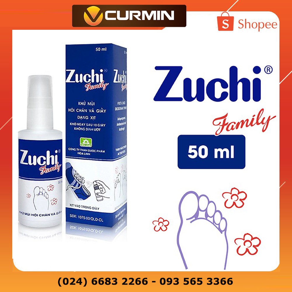 Zuchi xịt giày - Khử mùi hôi chân, xịt thơm Zuchi Family giầy dép cho nam nữ