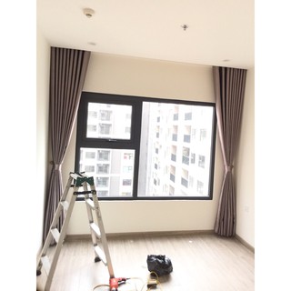 Combo rèm cửa ghi xám full phụ kiện