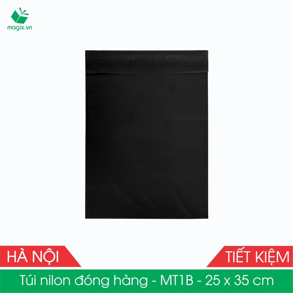 MT1B - 25x35 cm - Túi nilon TIẾT KIỆM gói hàng - 100 túi niêm phong đóng hàng màu ĐEN