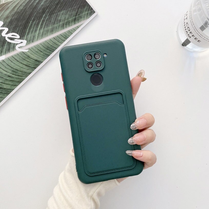 Ốp điện thoại silicone có ngăn đựng thẻ cho Xiaomi Redmi Note 10 Pro Max Note10 10S 8 8A 7A K40 Pro Poco F3
