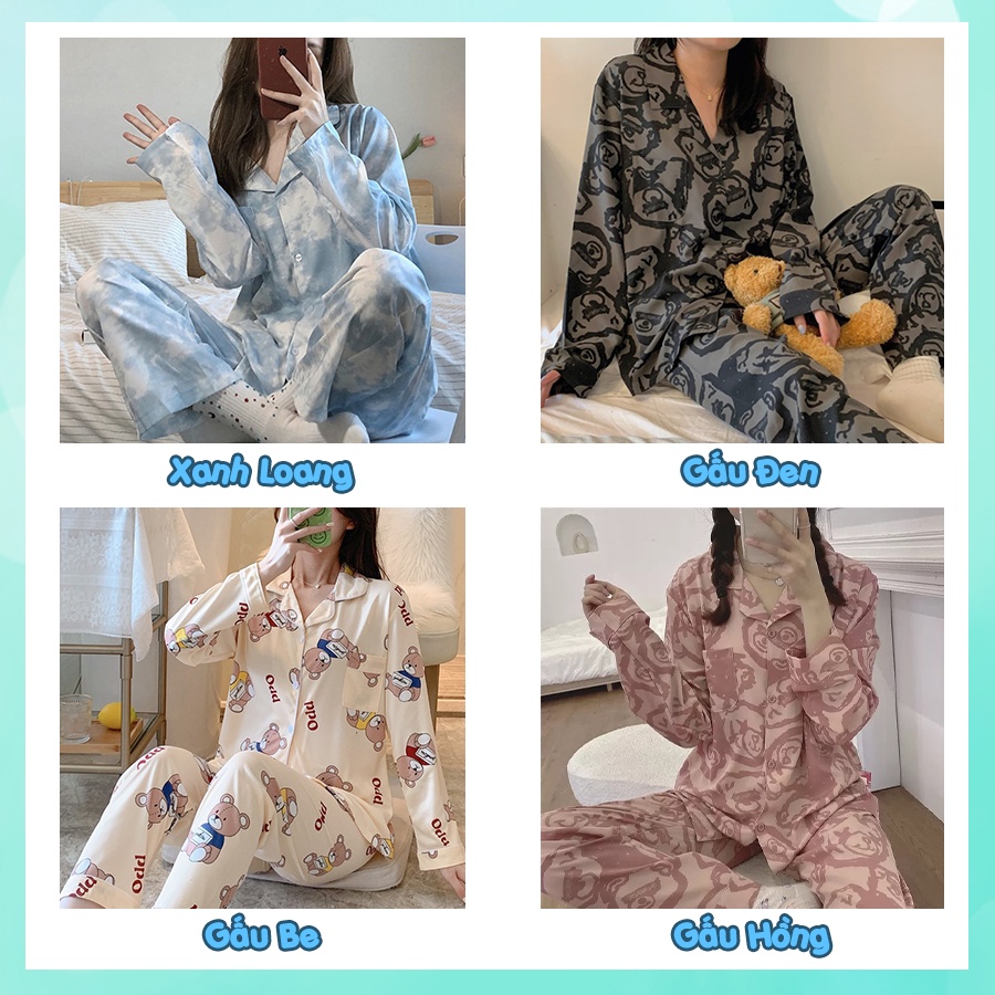 Đồ ngủ nữ pijama mặc nhà cao cấp áo dài quần dài chất vải thô hàn mềm mại PJMDAII05