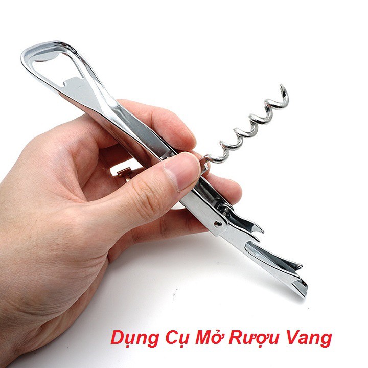 Dụng cụ mở nắp chai rượu vang inox đa năng