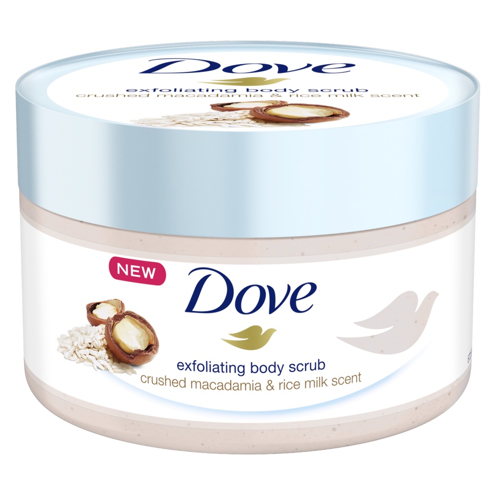 Tẩy tế bào chết toàn thân Dove ĐỨC 225ml Macadamia, Lựu, Kiwi