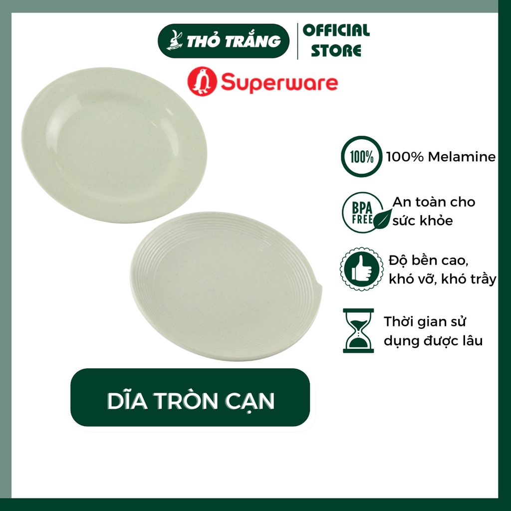 Dĩa nhựa Melamine màu xanh Srithai Superware cao cấp đa dạng mẫu mã