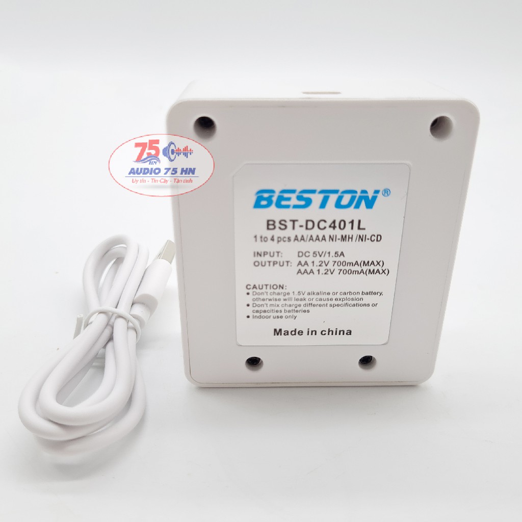 Bộ sạc pin AA/AAA Beston DC401L tự ngắt hàng chính hãng - Có bán kèm pin Beston AA 1200mAh, 3000mAh, 3300mAh