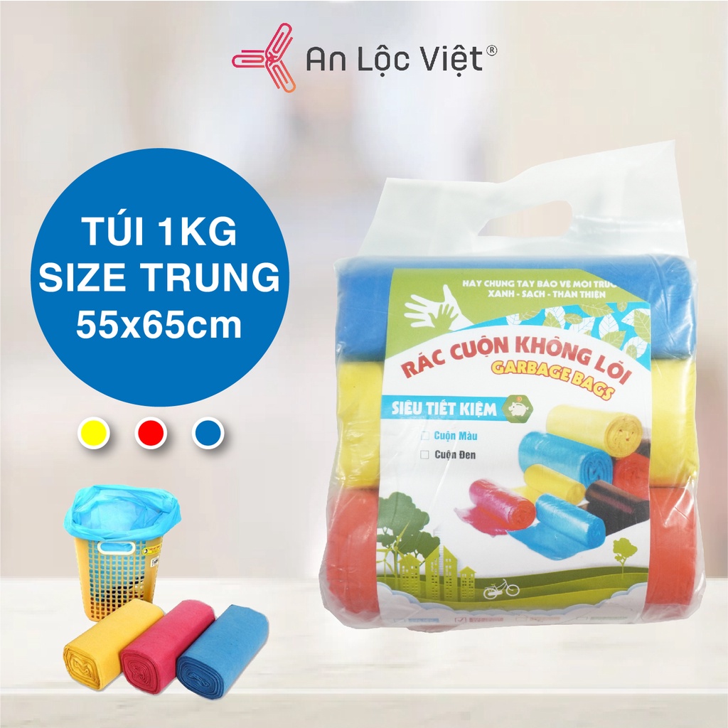 Bao rác 3 cuộn màu (đóng gói 1kg)