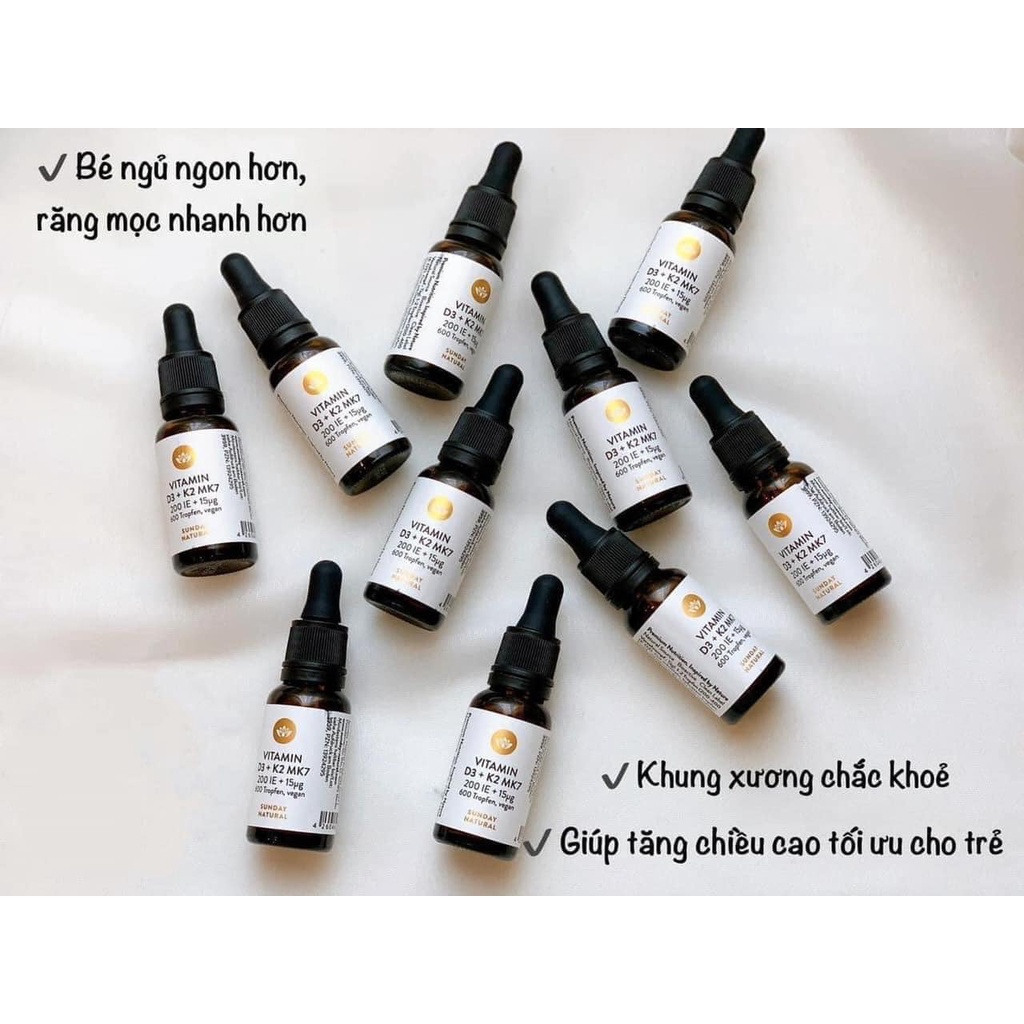 Vitamin K2 D3 Mk7 Sunday Natural 20ml của Đức - K2D3 &amp; D3K2