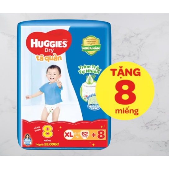 (Tặng 8 miếng )Tã/bỉm quần HUGGIES M74/L68/XL62/XXL56 [Phiên bản giới hạn TRÀM TRÀ]