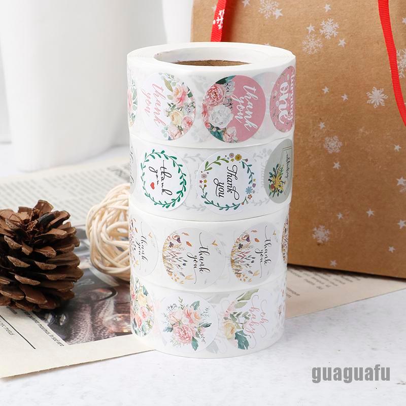 1 Cuộn 500 Nhãn Dán Thank You Họa Tiết Hoa Trang Trí Tiệc Cưới