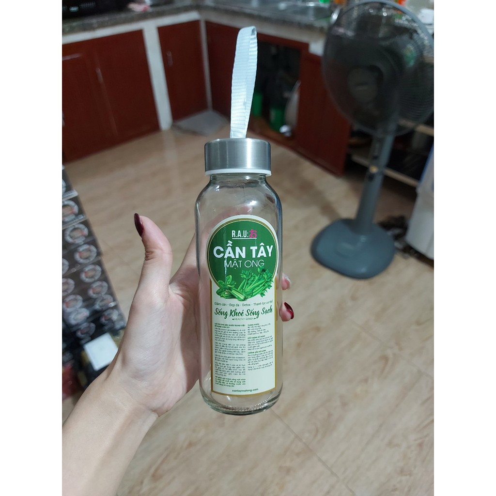 Bình nước thủy tinh 300ml có dây xách