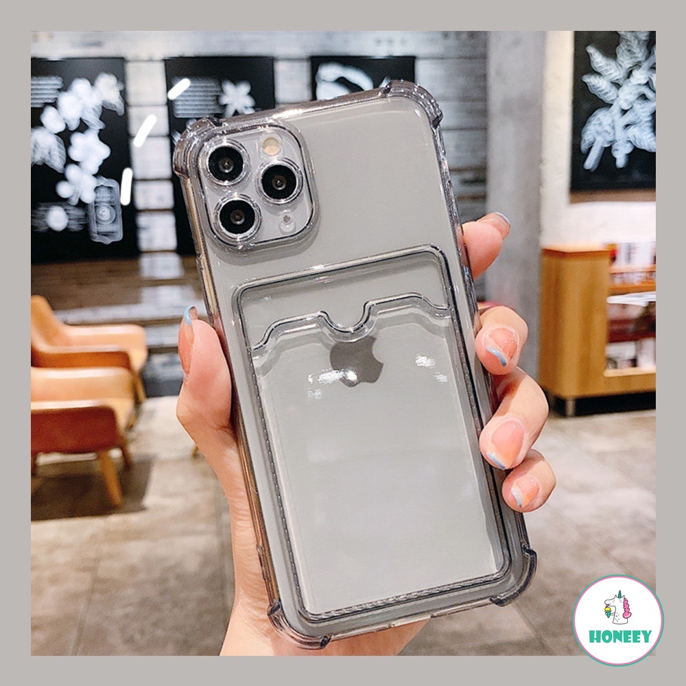 Ốp điện thoại TPU mềm màu trơn có ngăn đựng thẻ chống sốc cho iPhone 12 11 Pro Max X Xs Max 8 7 Plus Se | BigBuy360 - bigbuy360.vn