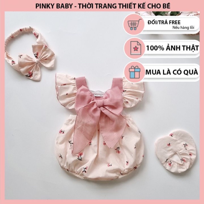 Bodysuit Hoa Cẩm Chướng Cho Bé Gái Sơ Sinh 0-12 Tháng Kèm Turban và Tất Chân, Body Thiết Kế, Quà Đầy Tháng, Đầm Thôi Nôi