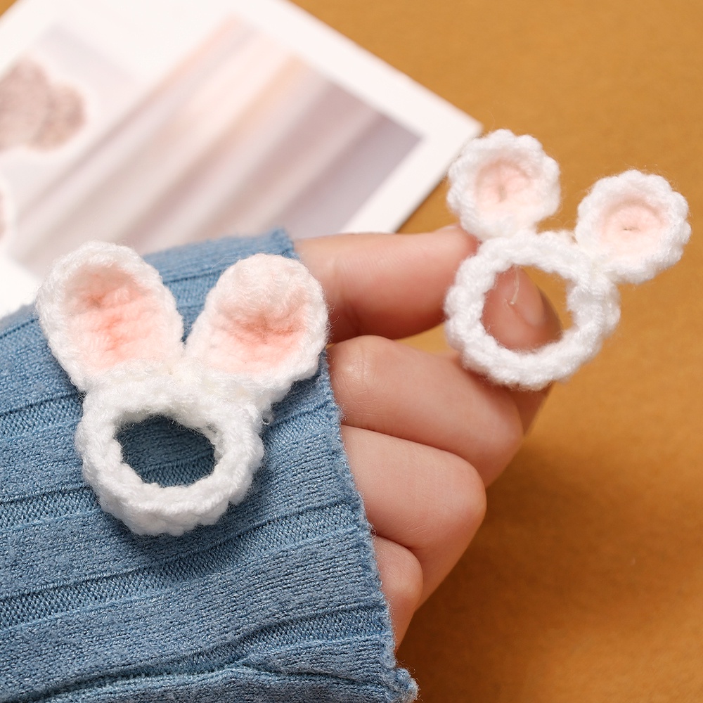 Nhẫn Đan Len Họa Tiết Tai Gấu/Thỏ Dễ Thương Có Thể Điều Chỉnh Thời Trang Cho Nữ