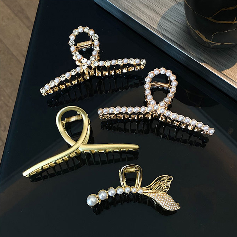 Kẹp tóc hình đuôi cá đính ngọc trai nhân tạo phong cách Hàn Quốc dành cho nữ
