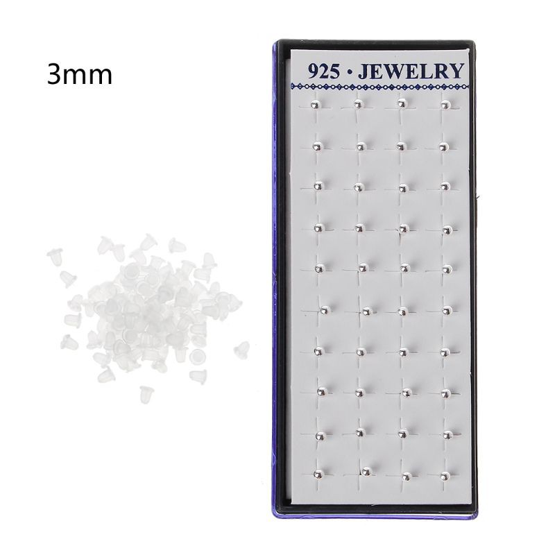 YOI*20 Pairs 925 Silver Plated Tiny Round Ball Stud Earrings Hypoallergenic Jewelry