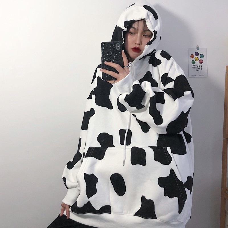 Áo hoodie bò sữa nữ form rộng dài vải nỉ chất đẹp giá rẻ hàng quảng châu BST áo thu đông unisex Ulzzang 2020