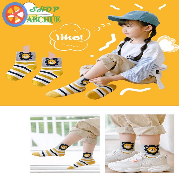Tất Vớ Trẻ Em Minliu họa tiết đáng yêu Cho Bé Từ 1 – 12 Tuổi Chất Cotton Set 5 Đôi