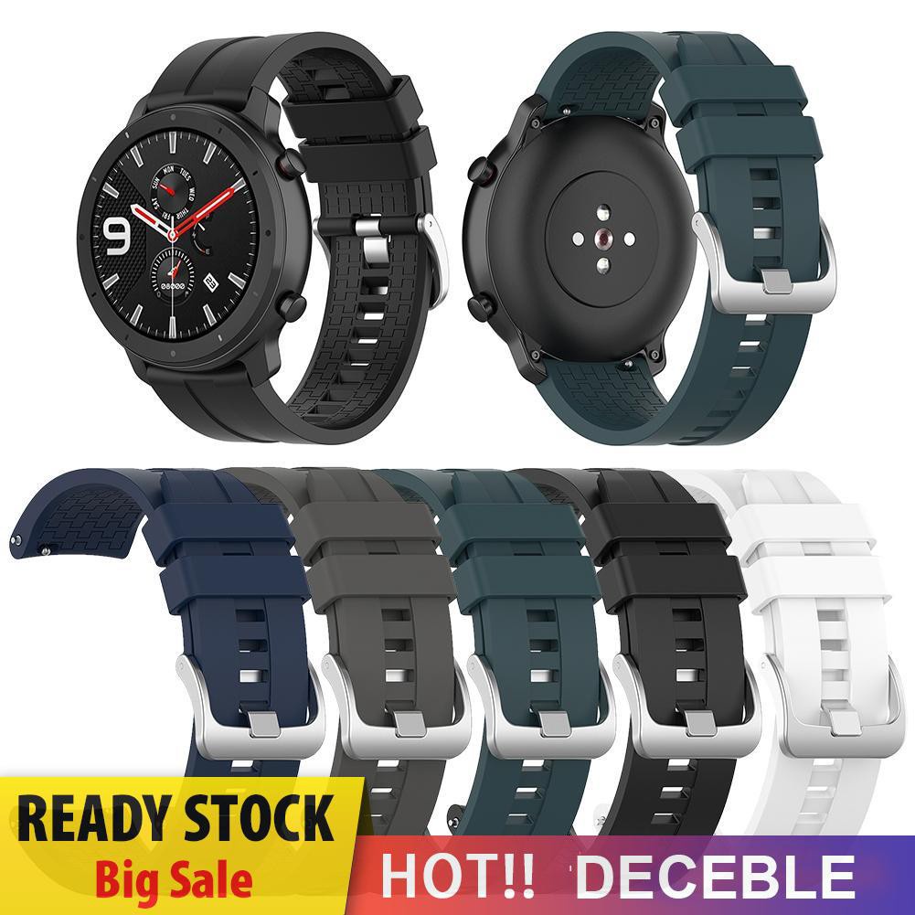 Deceble 22mm Silicone Wrist Strap Watch Band with Steel Buckle for Amazfit GTR 47mm