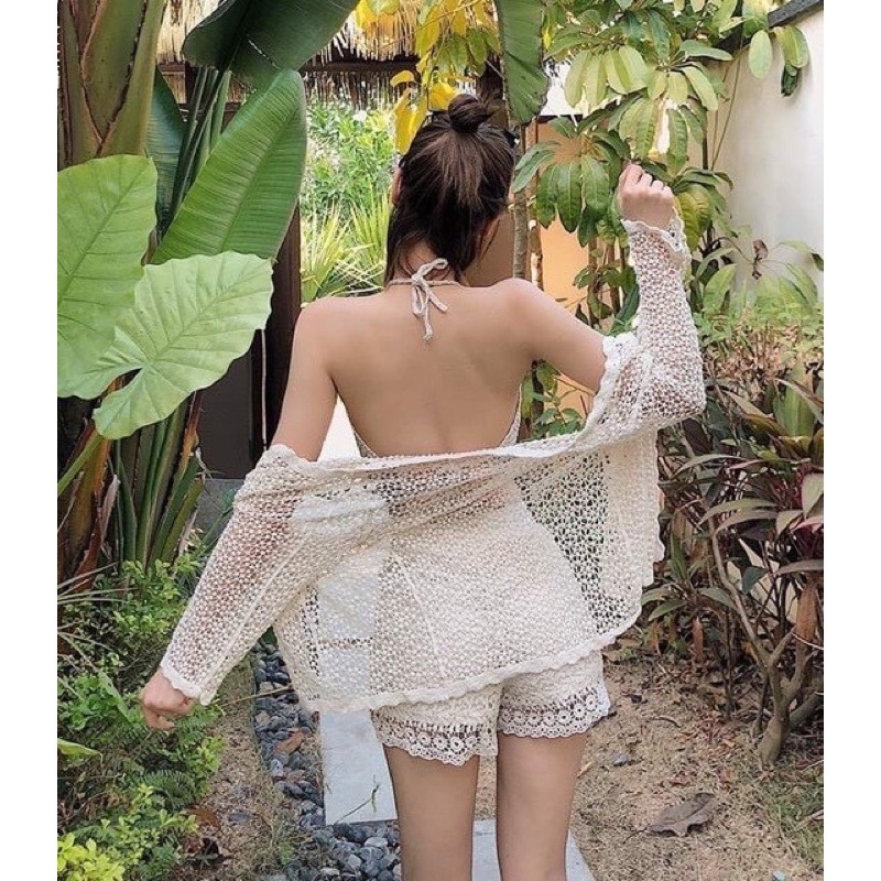 [FREESHIP - HÀNG LOẠI 1] SET BIKINI 3 MÓN REN LƯỚI ĐI BIỂN HÀNG QC | BigBuy360 - bigbuy360.vn