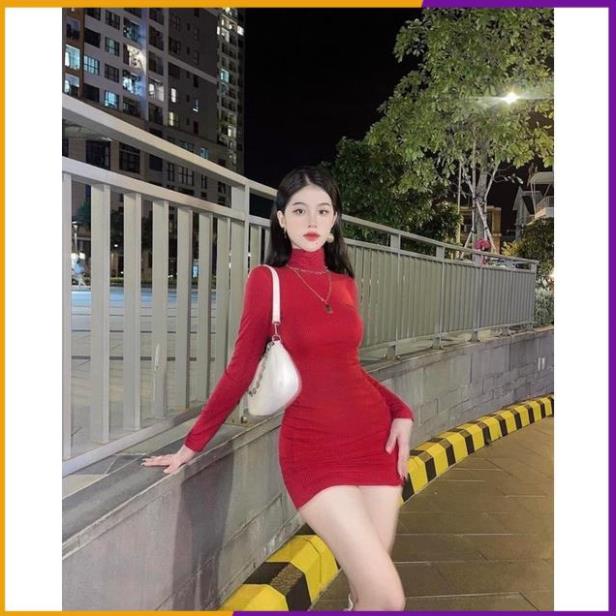 Đầm body tay dài cổ lọ - hình thật chính chủ - freesize dưới 52kg - carotshop [Vải Đẹp]