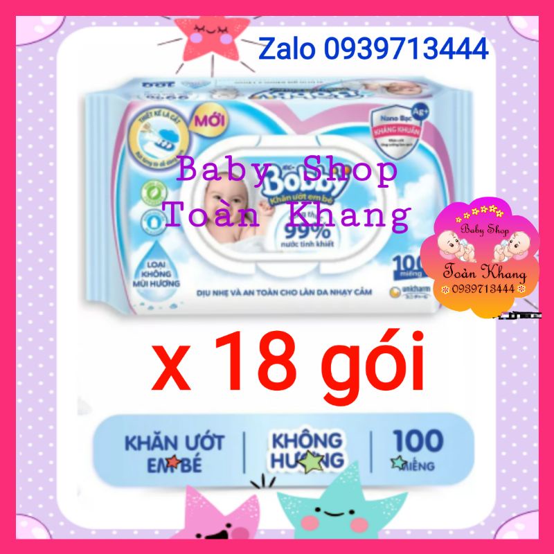 RẺ QUÁ RẺCOMBO 18 GÓI KHĂN ƯỚT BOBBY 100 TỜ