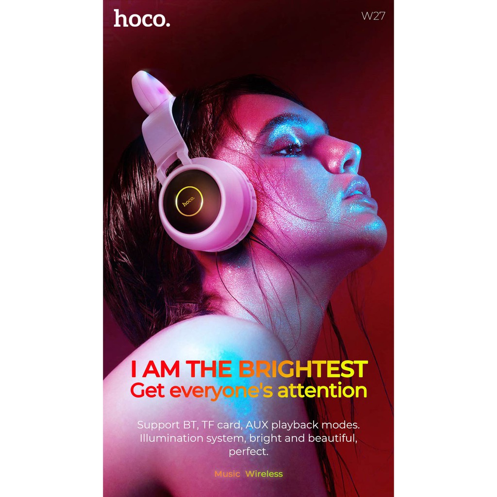 Tai nghe chùm đầu mèo Headphone Bluetooth HOCO W27 new 2020 - Chính hãng