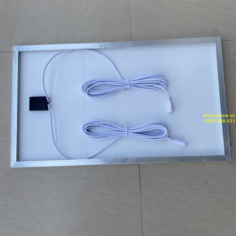 Đèn năng lượng mặt trời ốp trần gồm tấm pin NLMT rời và 2 đèn ốp tròn kim cương công suất 100W