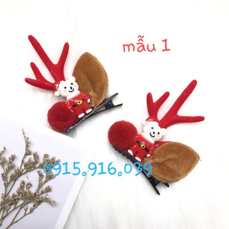 Set 2 Kẹp tóc Sừng Tuần lộc giáng sinh, kẹp Giáng sinh