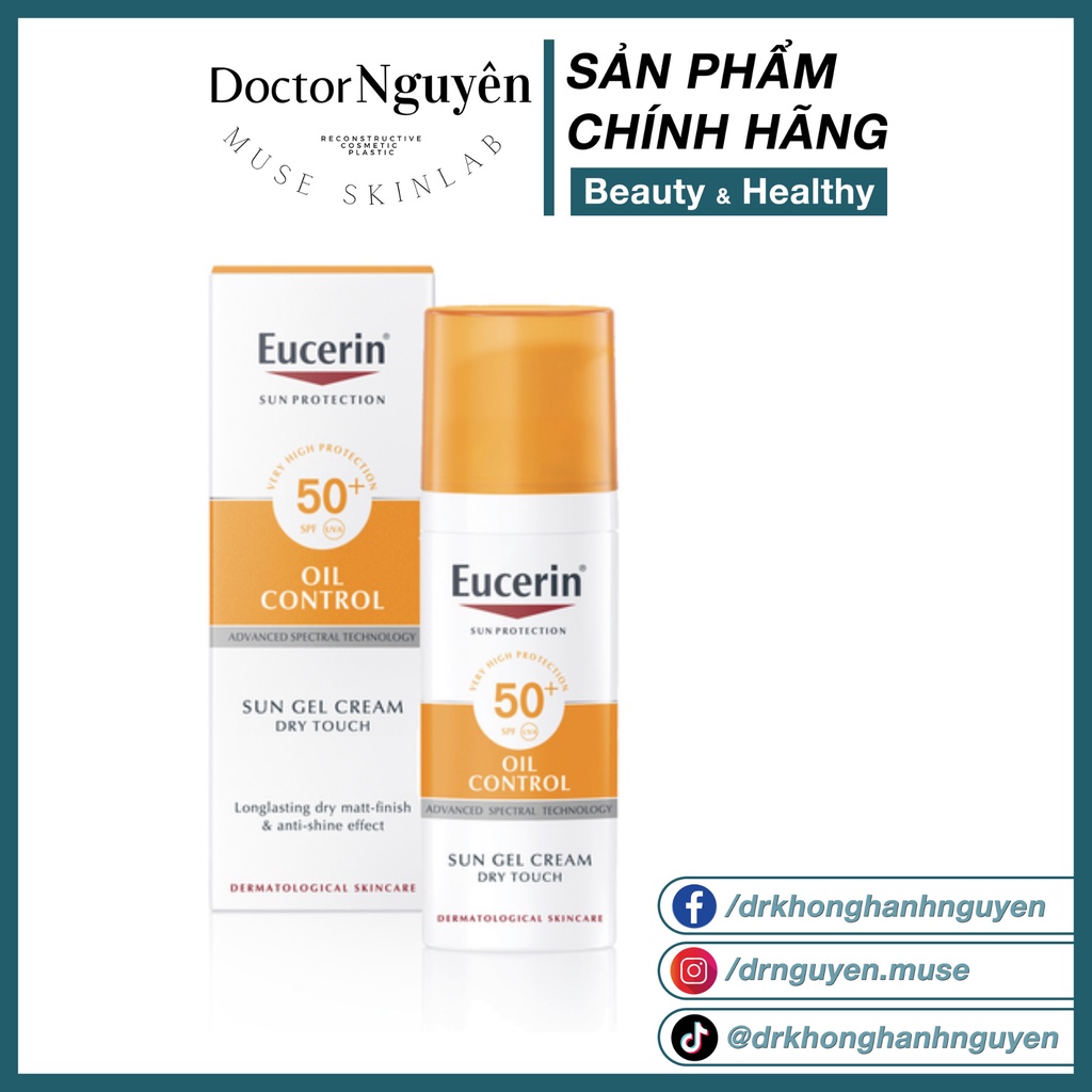 Kem Chống Nắng Eucerin Cho Da Dầu Mụn Sun Gel Cream Oil Control SPF50+ (50ml)