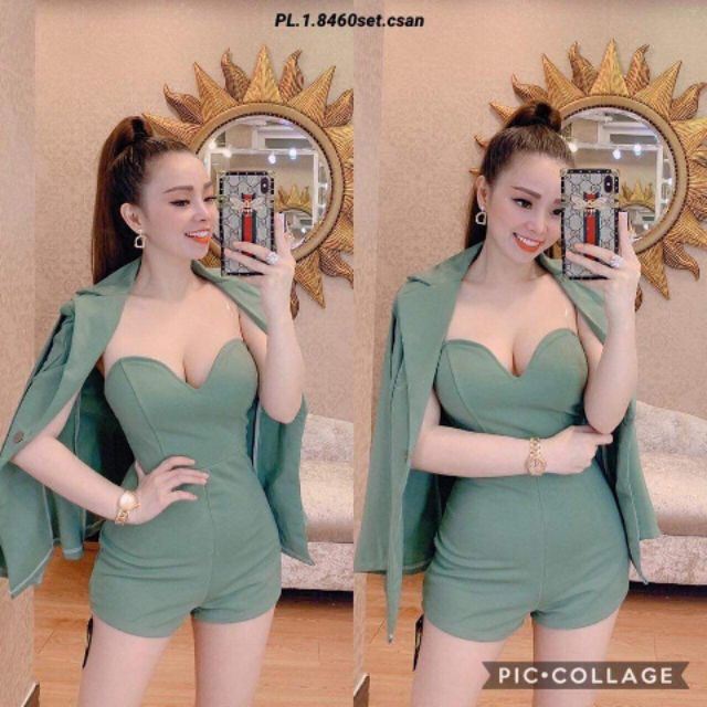 Sét jump cúp ngực áo khoác vest