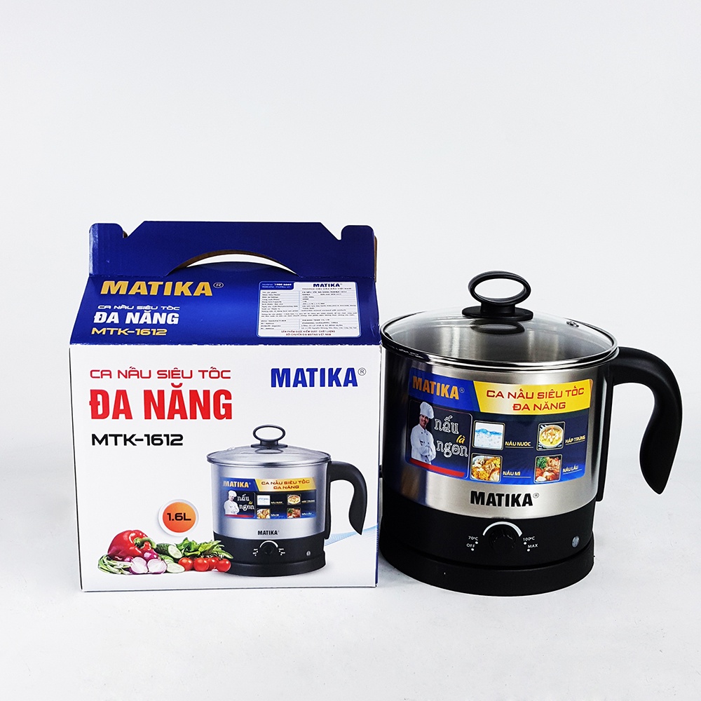 Ca Nấu Siêu Tốc Đa Năng MATIKA 1.6L Chất Liệu Inox 304 MTK1612