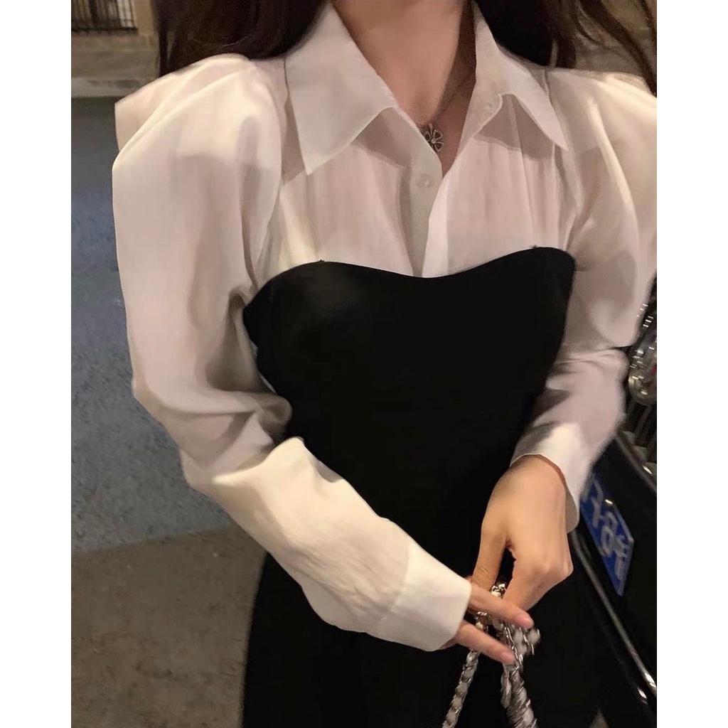 Đầm xòe phối cổ sơ mi Bigsize dễ thương