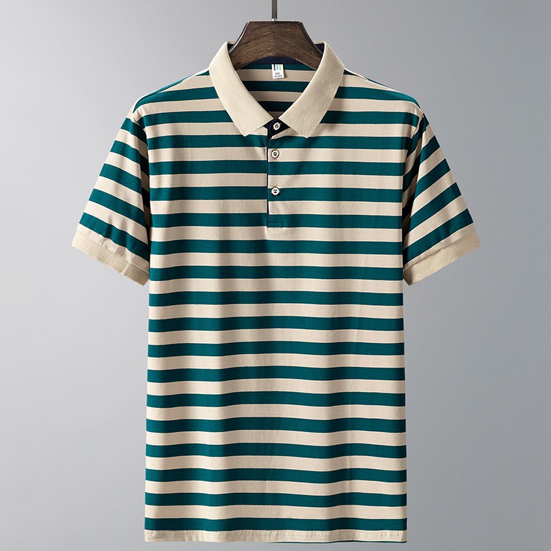 Áo Sơ Mi POLO Tay Ngắn Họa Tiết Sọc Bằng Cotton Chất Lượng Cao Thời Trang Mùa Hè Hàng Mới Dành Cho Bạn Nam