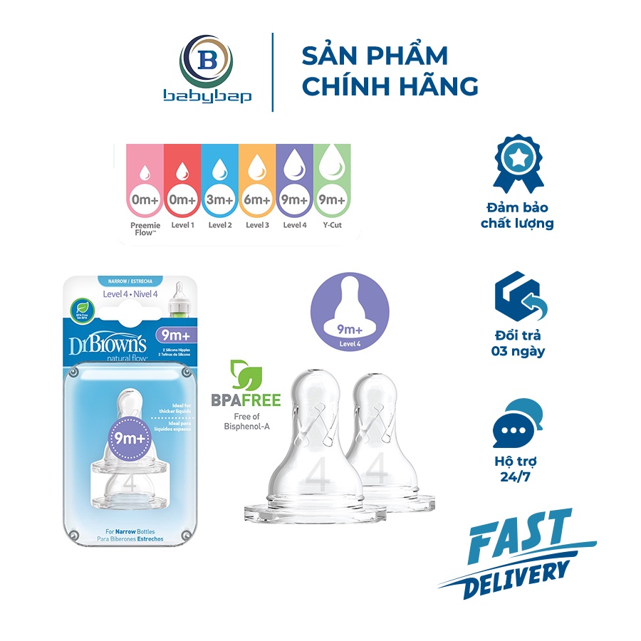 Set 2 Núm Ty Silicone Thay Thế Bình Sữa Cổ Thường Dr Brown_s