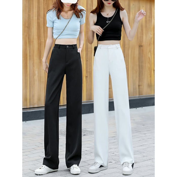 Quần nữ công sở ống rộng culottes lưng cao vải trơn mềm mịn - Quần suông đen đi học chất vải tuyết mưa dáng mặc học sinh