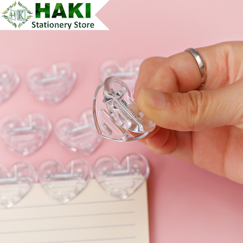 Kẹp tài liệu trái tim HAKI, kẹp giấy a4 màu hồng dễ thương KTL01