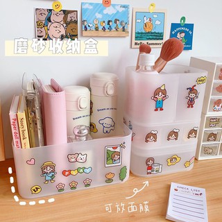 Hộp nhựa trong có nắp gài, chia ngăn để bàn đựng dụng cụ học tập, sticker, decor tiện lợi Cuahangso24