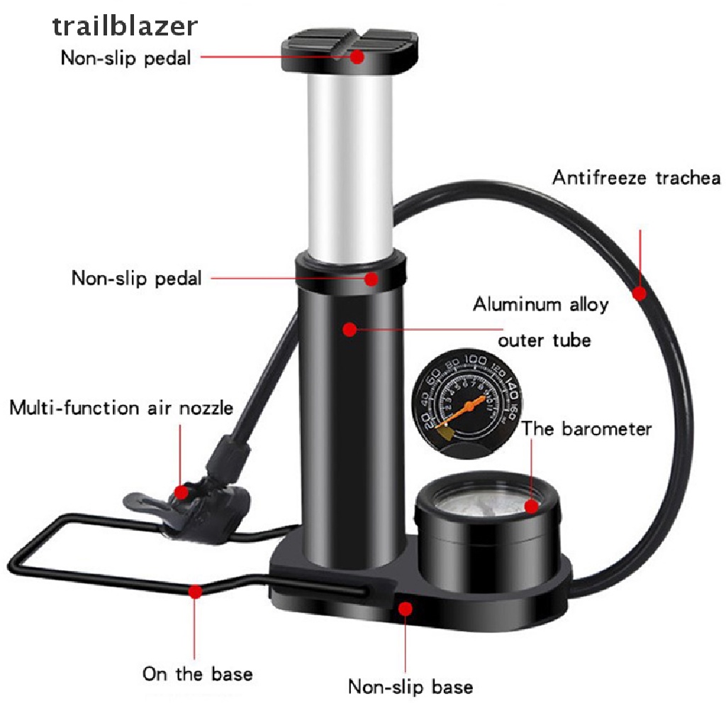 Bơm Xe Đạp Mini Bằng Chân Kèm Đồng Hồ Đo Áp Suất Tiện Dụng