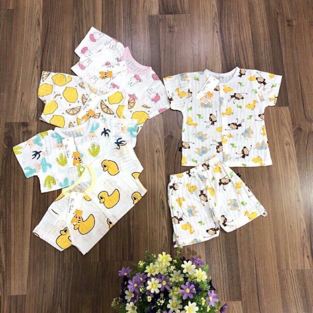 Bộ cotton giấy cộc tay cho trẻ sơ sinh