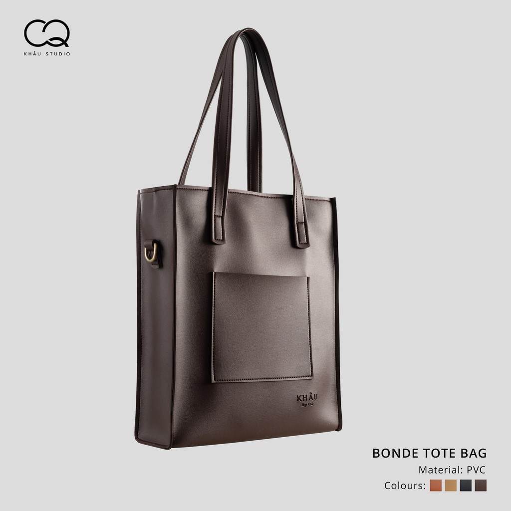 Túi Tote da KHÂU BY CQ đeo chéo Bonde đựng vừa A4, Laptop