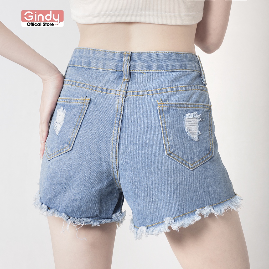 Quần short jeans nữ GINDY trơn mềm dáng ngắn thời trang phong cách trẻ trung năng động Q7105