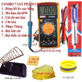 [FREE SHIP => 50K ] Bộ mỏ hàn chì 60w [xanh] + 6 món dụng cụ kỹ thuật Excel 9205A