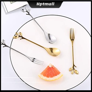 Unique Stainless Steel Leaf Shape Handle Coffee Spoon/Fork Kitchen Tableware