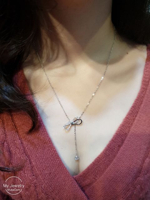 Dây chuyền bạc QMJ Choker Nơ điều chỉnh được nhiều độ dài sang trọng thanh lịch, vòn cổ thời trang nữ [Bạc Chuẩn] QD005