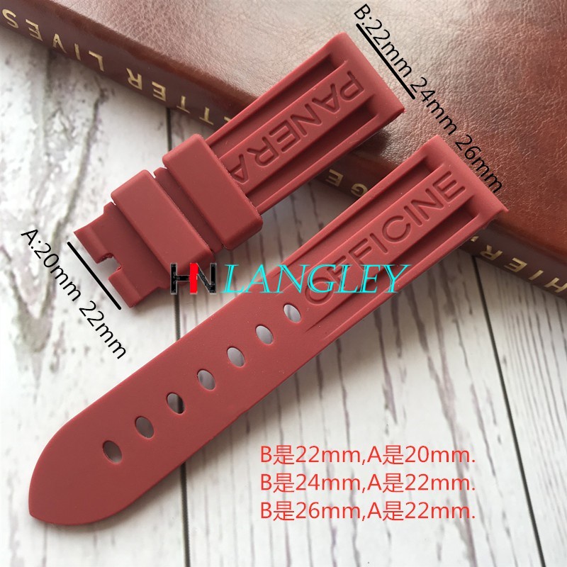 PANERAI Dây Đeo Đồng Hồ Thể Thao Bằng Silicon Mềm Chống Nước Có Khóa Chốt PAM368/389/111/351 22mm 24mm Cho Nam