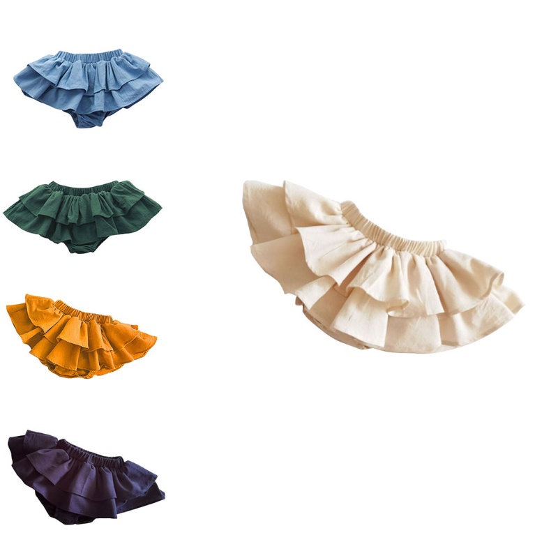 Quần Short Giả Váy Hai Lớp Bằng Vải Cotton Dành Cho Bé Gái