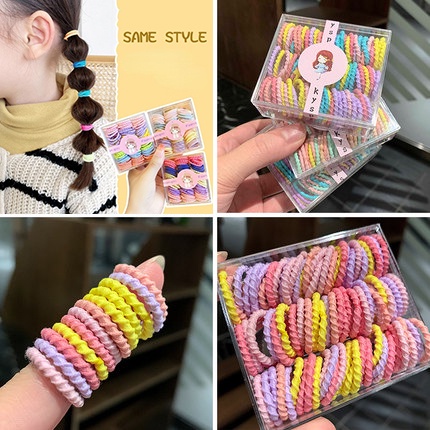 Dây Buộc Tóc Cao Su Co Giãn Màu Sắc Dễ Thương Dành Cho Bé Gái 60/90